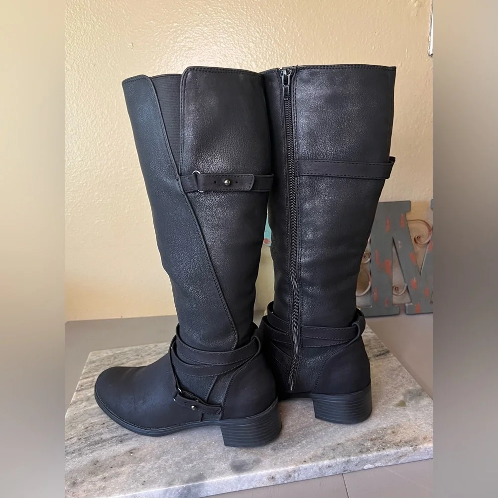 Easy Street Black Shimmer Knee high Boots